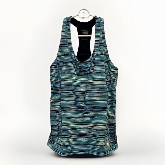 The North Face Vaporwick‎ Racer Back Striped Tank Top Womens Large Activewear - Picture 1 of 8